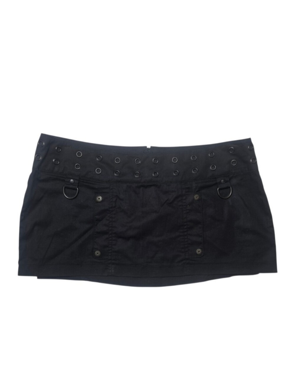 VTG Lip Service Black Grommet D-Ring Micro Mini Skirt Size 9 Y2K Goth